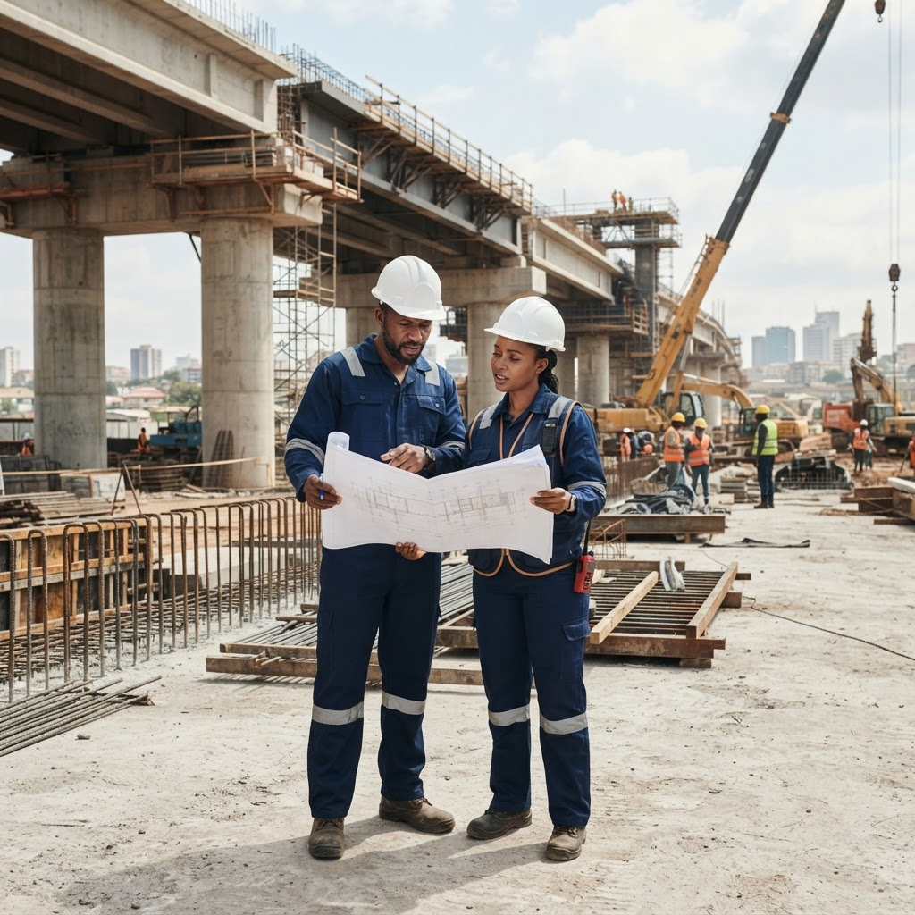 Ingénieurs sur un chantier de travaux publics